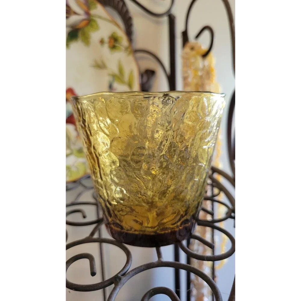 Anchor Hocking Honey Gold Tumblers – Milano Crinkle Glass Set (2)